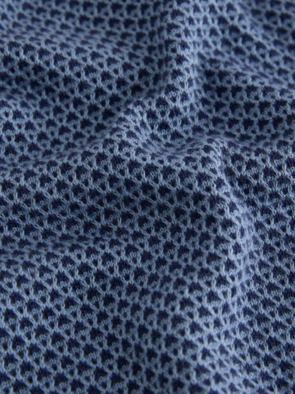 Dsiney Kidz - Blue/Navy Textured Knitted Popper Neck Polo Shirt (3-16yrs) image 4