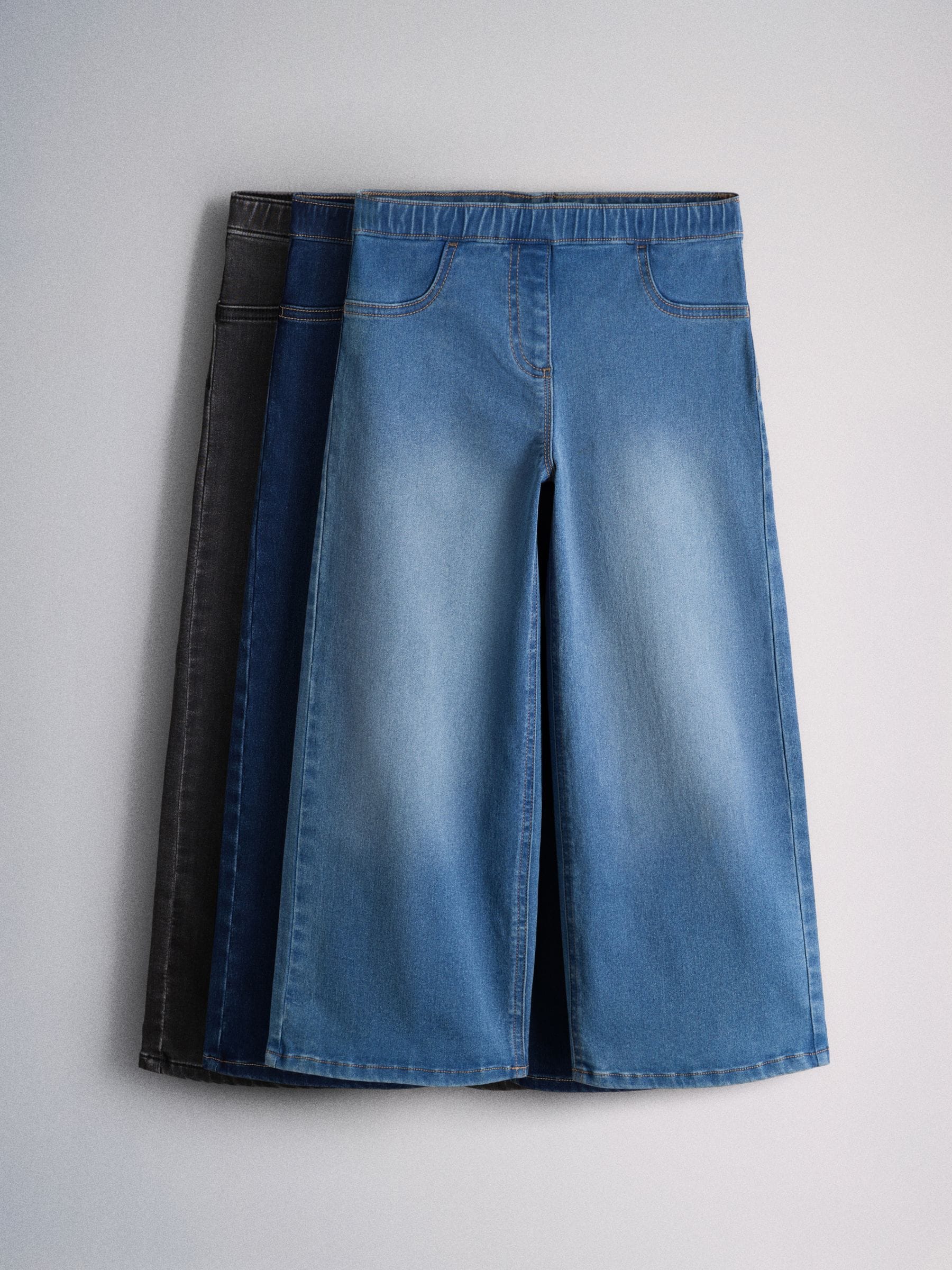 Dsiney Kidz - The Set Wide Leg Pull On Jeggings 3 Pack Dark Blue/Mid Blue/Black Denim image 1