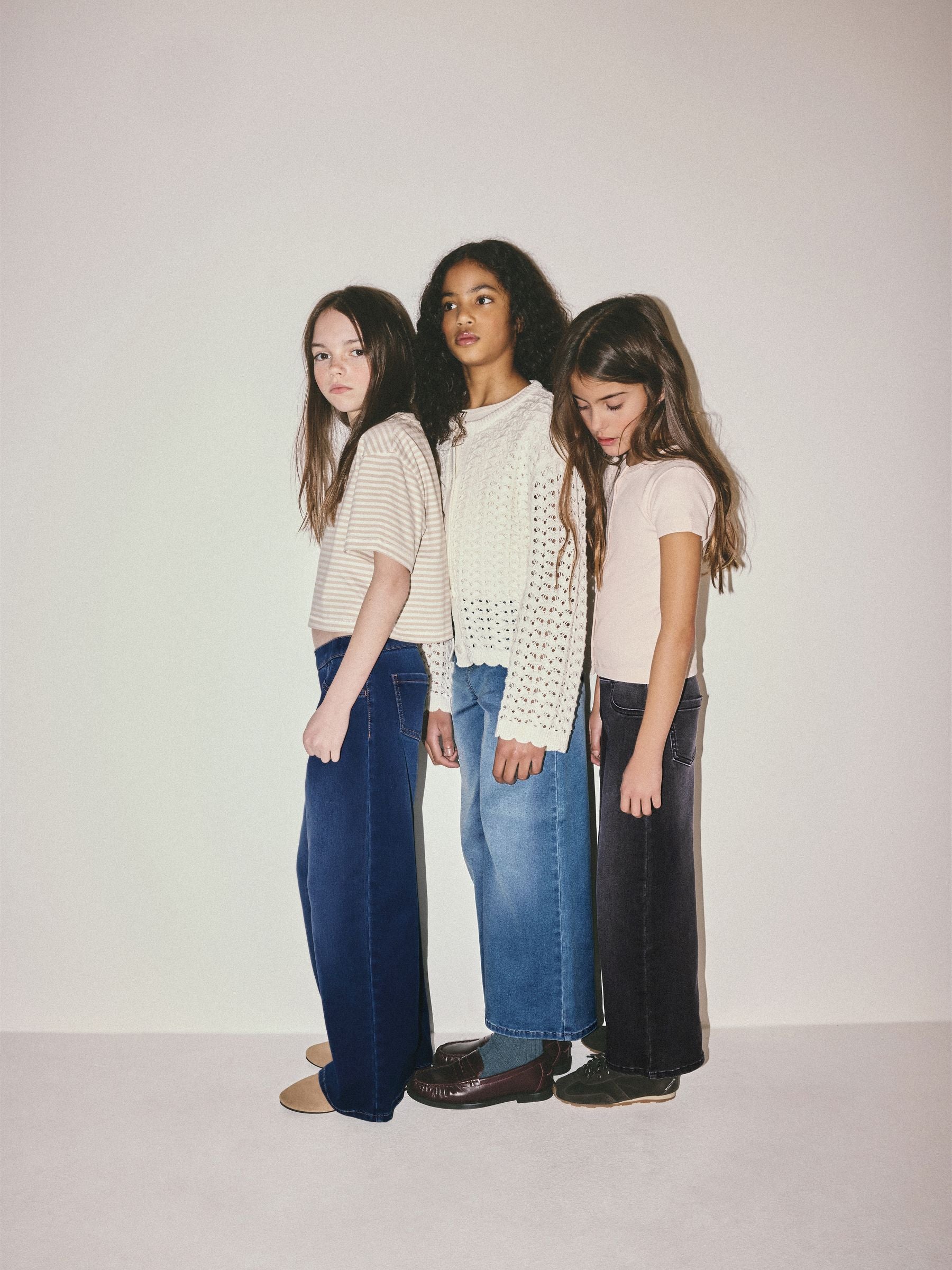 Dsiney Kidz - The Set Wide Leg Pull On Jeggings 3 Pack Dark Blue/Mid Blue/Black Denim image 3