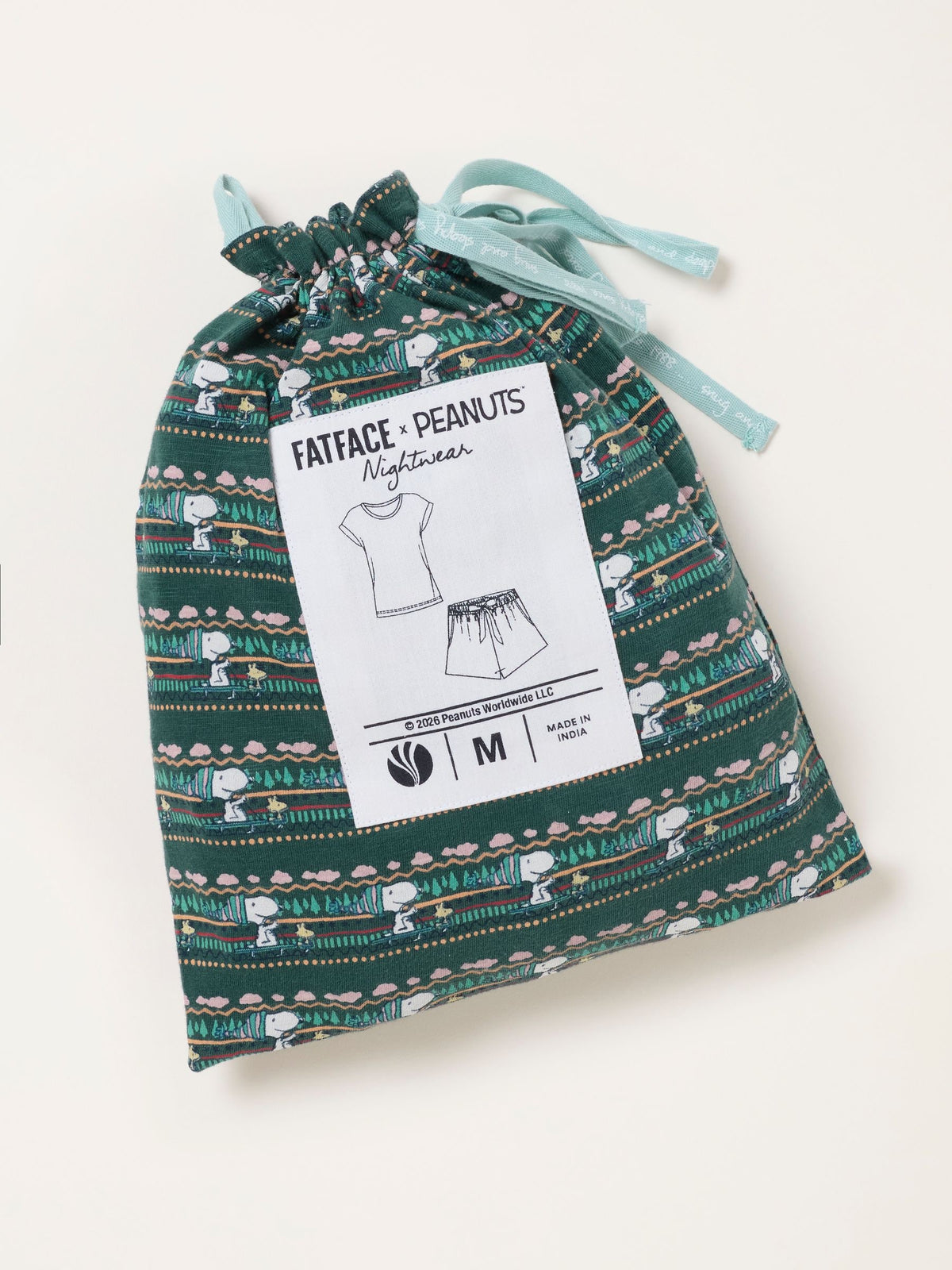 FatFace Teal Blue Snowflake Snoopy Short and Tee Pyjama Set - image 6