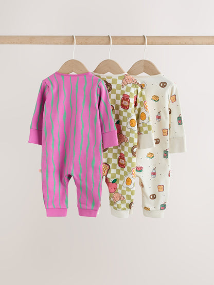 Bright Brunch Two Way Zip Baby Sleepsuits 3 Pack (0mths-3yrs) image 7