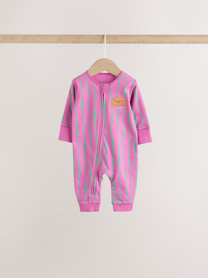Bright Brunch Two Way Zip Baby Sleepsuits 3 Pack (0mths-3yrs) image 8