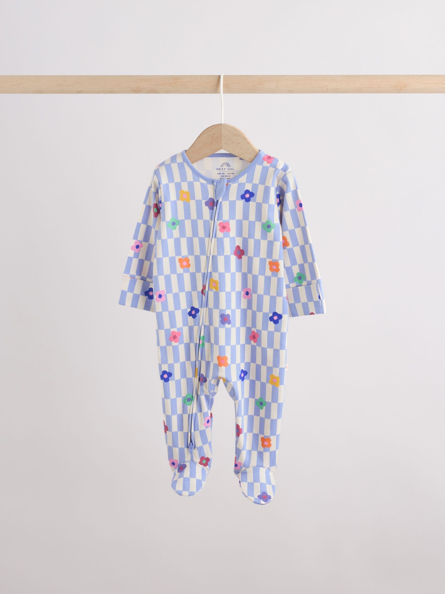 Bright Rainbow Two Way Zip Sleepsuits 3 Pack (0mths-2yrs) image 3