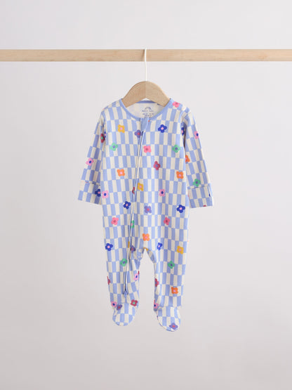 Bright Rainbow Two Way Zip Sleepsuits 3 Pack (0mths-2yrs) image 3