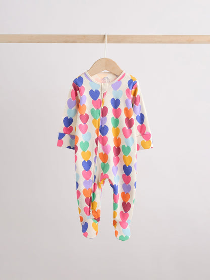 Bright Rainbow Two Way Zip Sleepsuits 3 Pack (0mths-2yrs) image 4