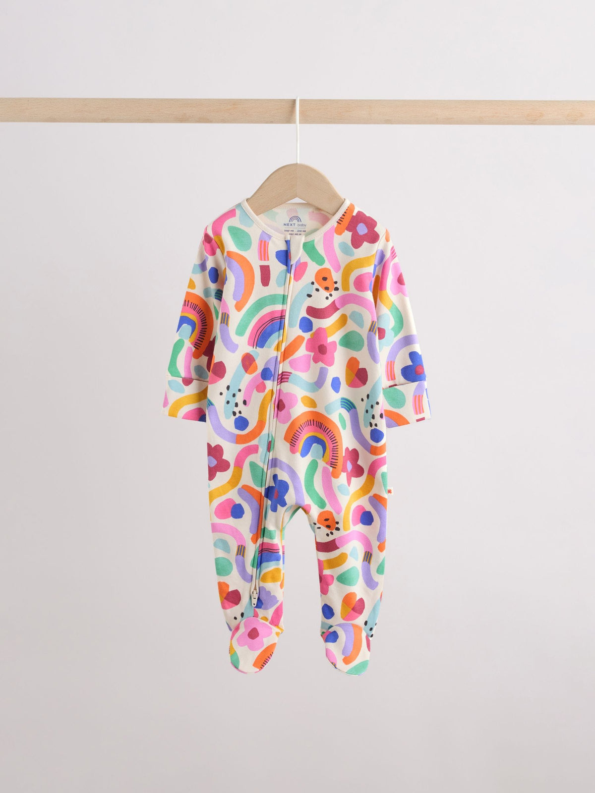 Bright Rainbow Two Way Zip Sleepsuits 3 Pack (0mths-2yrs) image 5