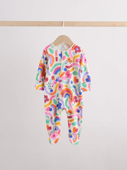 Bright Rainbow Two Way Zip Sleepsuits 3 Pack (0mths-2yrs) image 5