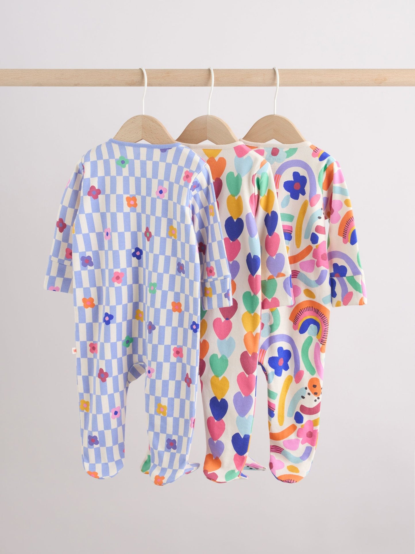 Bright Rainbow Two Way Zip Sleepsuits 3 Pack (0mths-2yrs) image 6