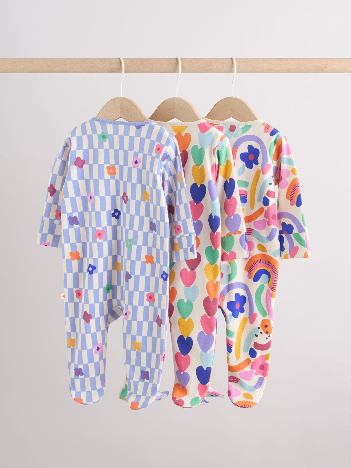 Bright Rainbow Two Way Zip Sleepsuits 3 Pack (0mths-2yrs) image 6