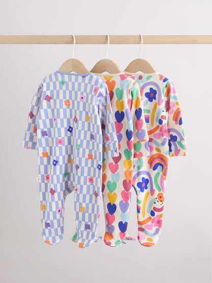 Bright Rainbow Two Way Zip Sleepsuits 3 Pack (0mths-2yrs) image 6