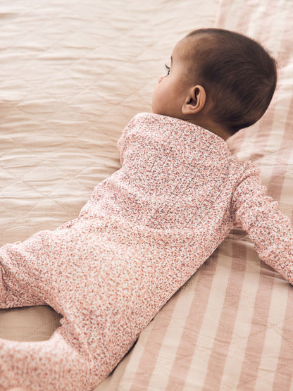 Brown Ditsy Floral 5 Pack Two Way Zip Baby Sleepsuit (0-2yrs) image 4