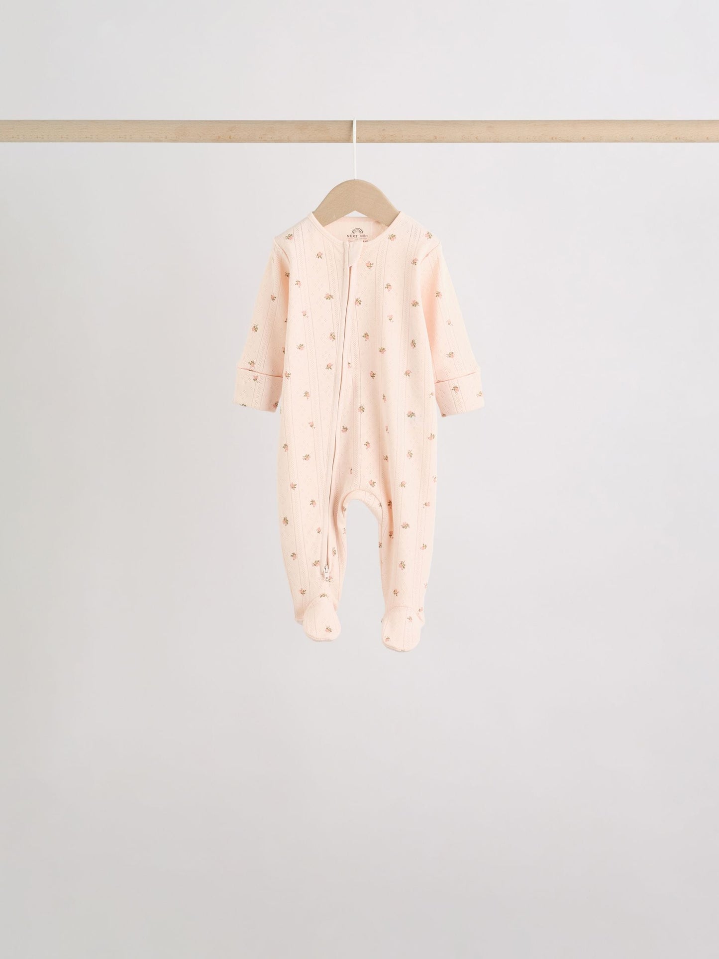 Brown Ditsy Floral 5 Pack Two Way Zip Baby Sleepsuit (0-2yrs) image 6