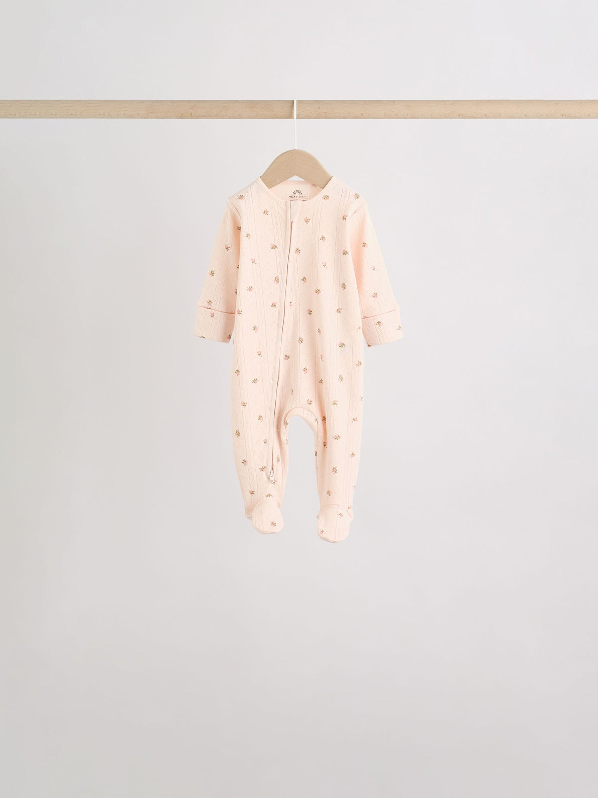 Brown Ditsy Floral 5 Pack Two Way Zip Baby Sleepsuit (0-2yrs) image 6