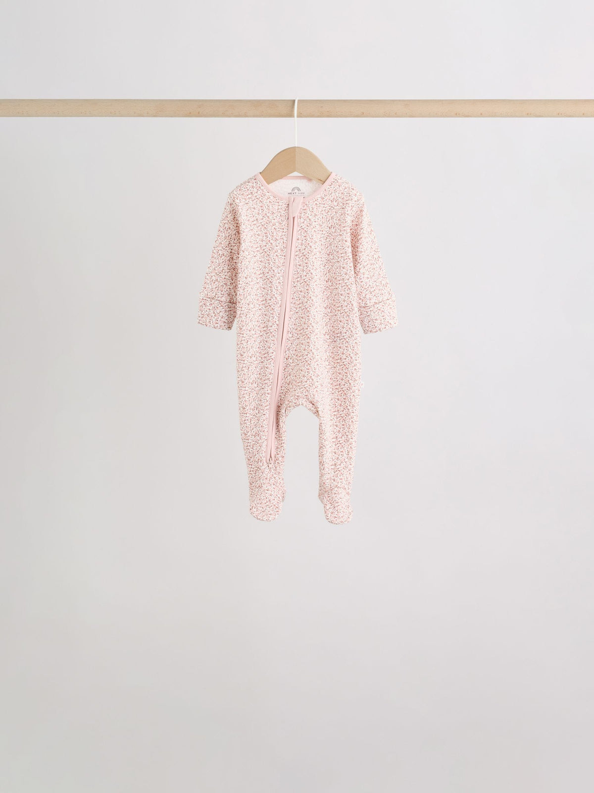 Brown Ditsy Floral 5 Pack Two Way Zip Baby Sleepsuit (0-2yrs) image 7