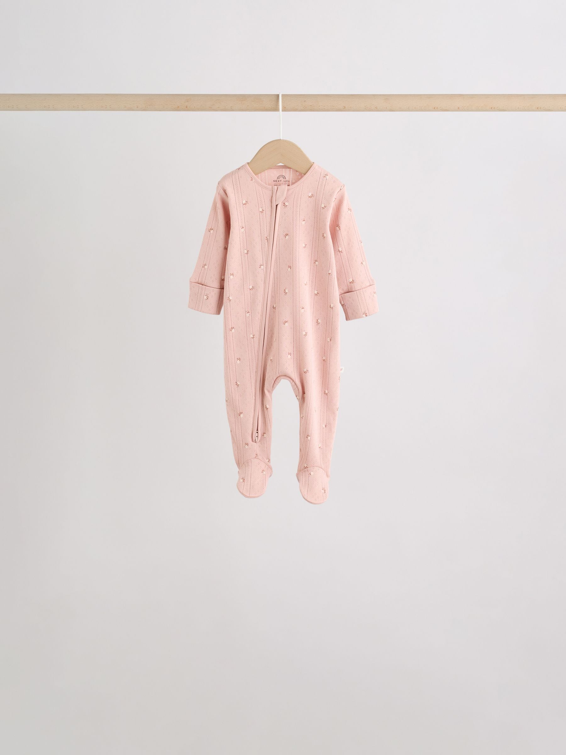 Brown Ditsy Floral 5 Pack Two Way Zip Baby Sleepsuit (0-2yrs) image 9