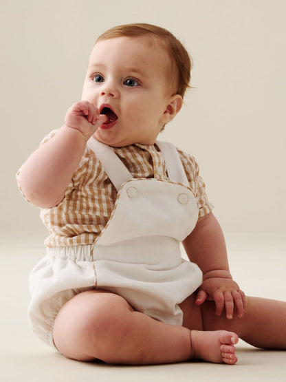 Angel & Rocket Natural Syril Gingham Smart Shirt & Textured Romper image 1