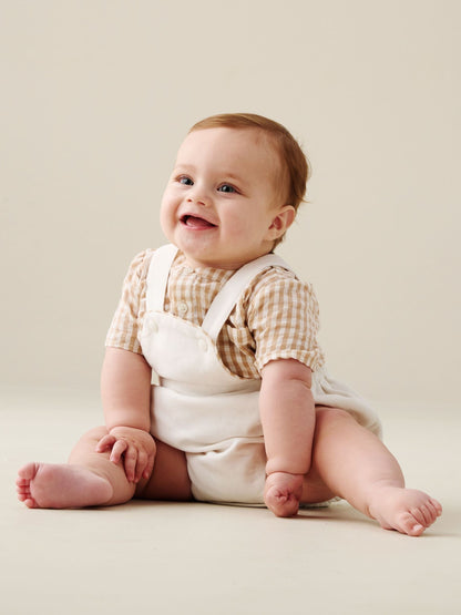 Angel & Rocket Natural Syril Gingham Smart Shirt & Textured Romper image 2
