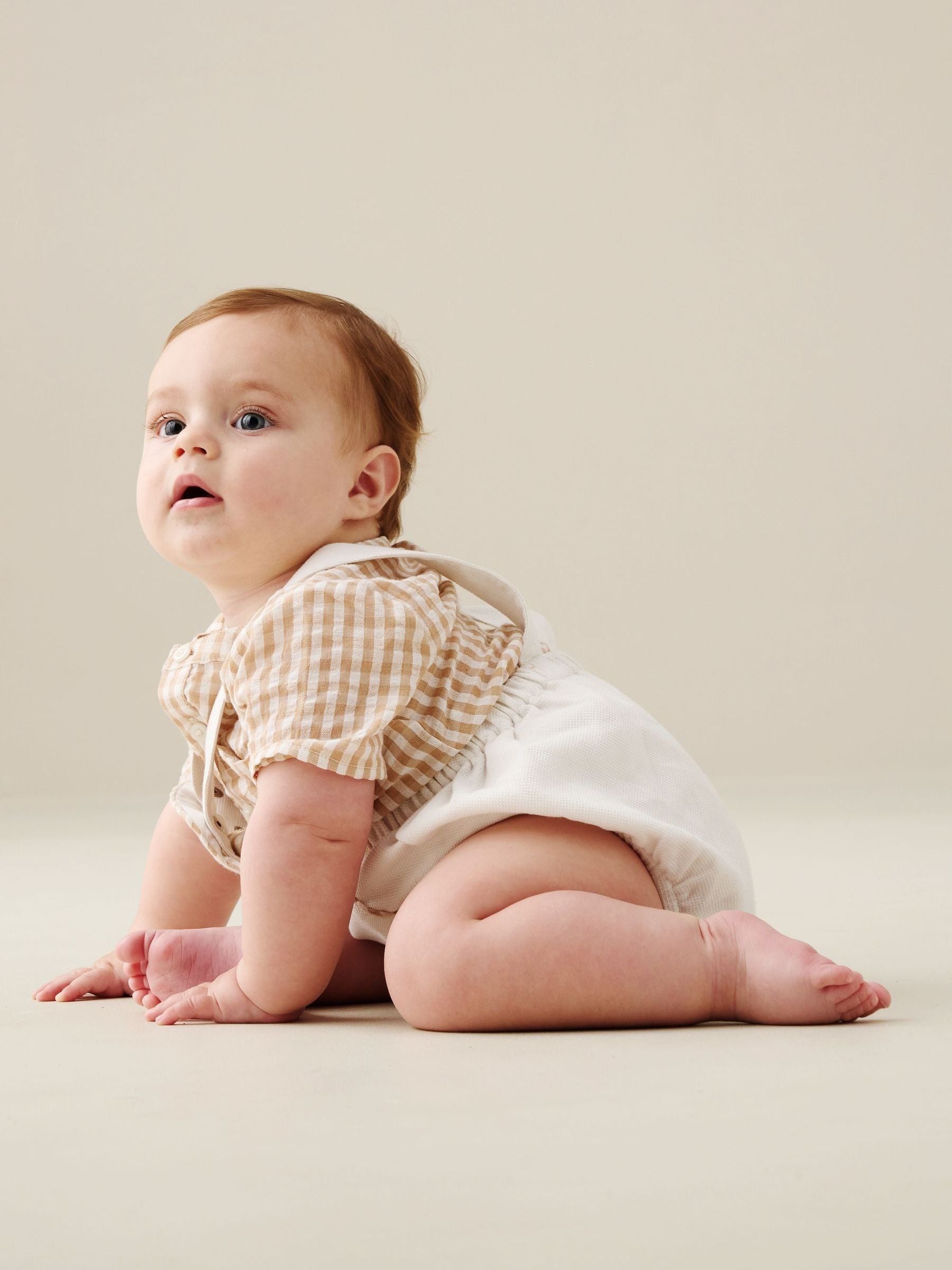 Angel & Rocket Natural Syril Gingham Smart Shirt & Textured Romper image 4