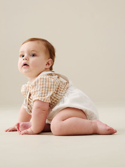 Angel & Rocket Natural Syril Gingham Smart Shirt & Textured Romper image 4