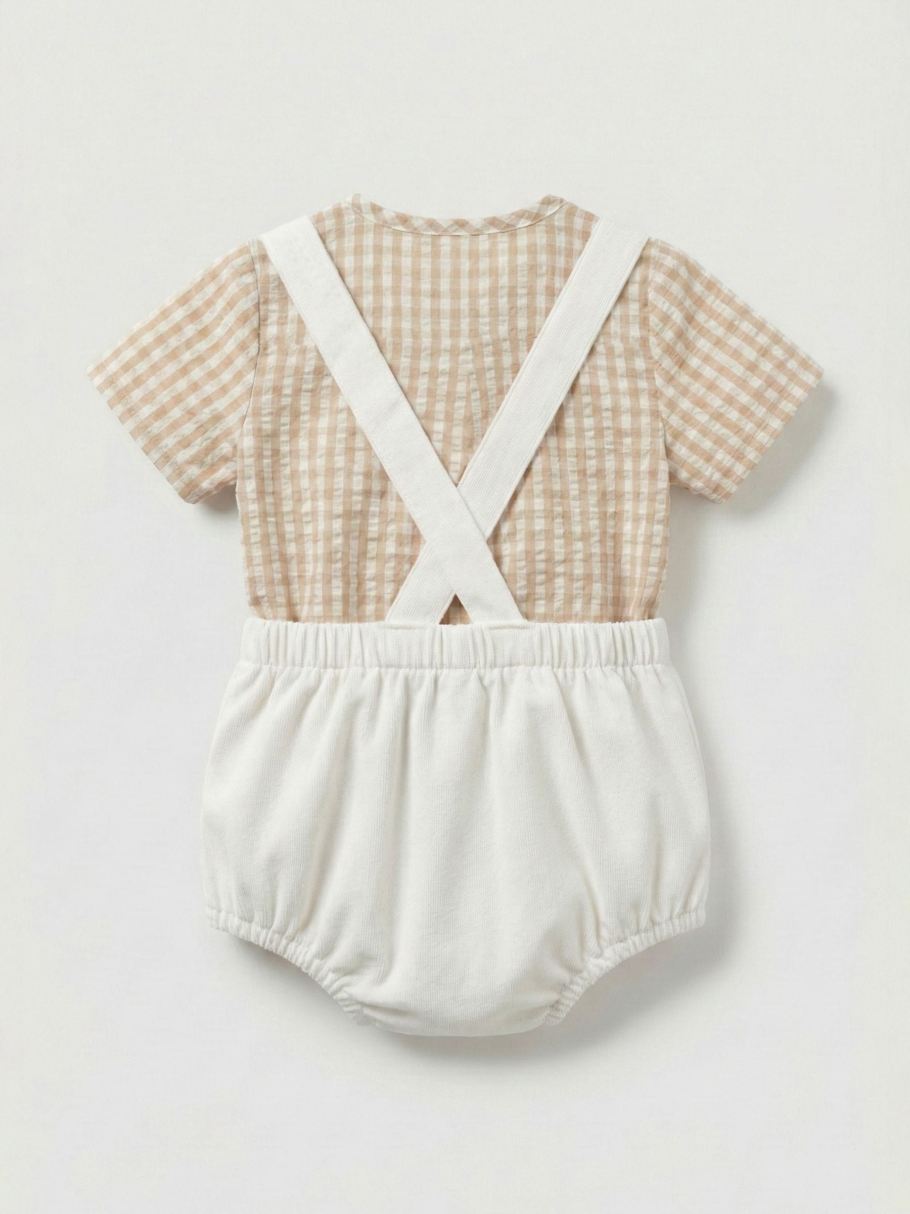 Angel & Rocket Natural Syril Gingham Smart Shirt & Textured Romper image 5