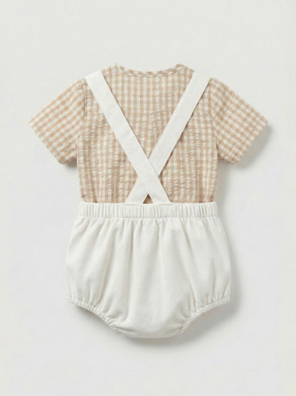 Angel & Rocket Natural Syril Gingham Smart Shirt & Textured Romper image 5