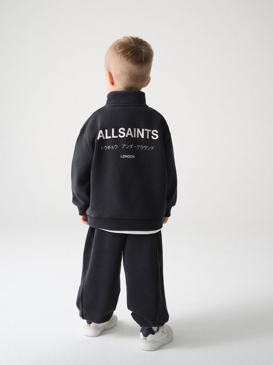 Dsiney Kidz - smALLSAINTS Washed Black Underground Funnel Neck Sweat Top & Jogger Set image 2