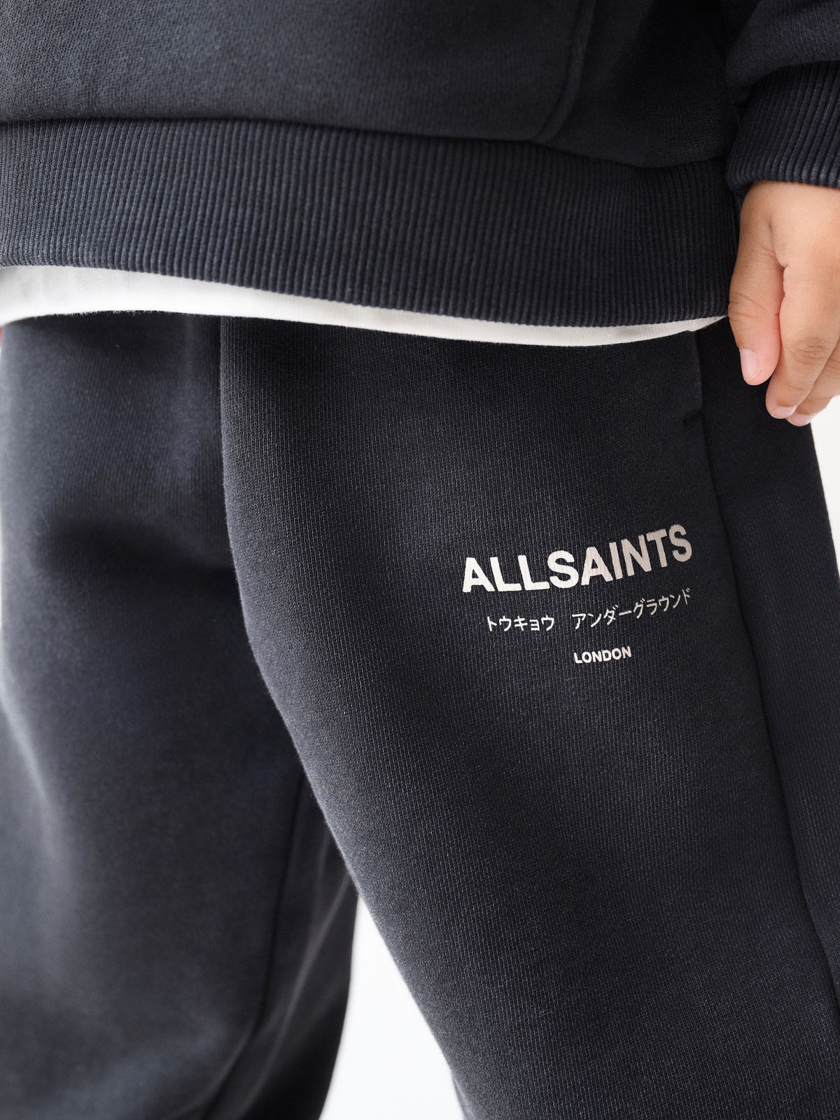 Dsiney Kidz - smALLSAINTS Washed Black Underground Funnel Neck Sweat Top & Jogger Set image 6