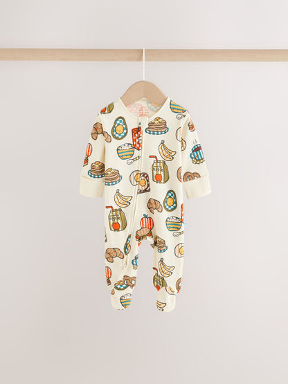 Blue/Orange Brunch Baby Sleepsuit 3 Pack (0mths-2yrs) image 2