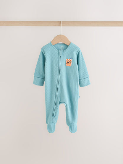 Blue/Orange Brunch Baby Sleepsuit 3 Pack (0mths-2yrs) image 3
