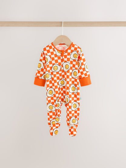 Blue/Orange Brunch Baby Sleepsuit 3 Pack (0mths-2yrs) image 4