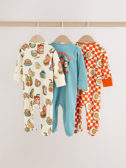 Blue/Orange Brunch Baby Sleepsuit 3 Pack (0mths-2yrs) image 5