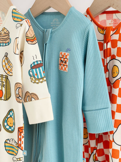 Blue/Orange Brunch Baby Sleepsuit 3 Pack (0mths-2yrs) image 7