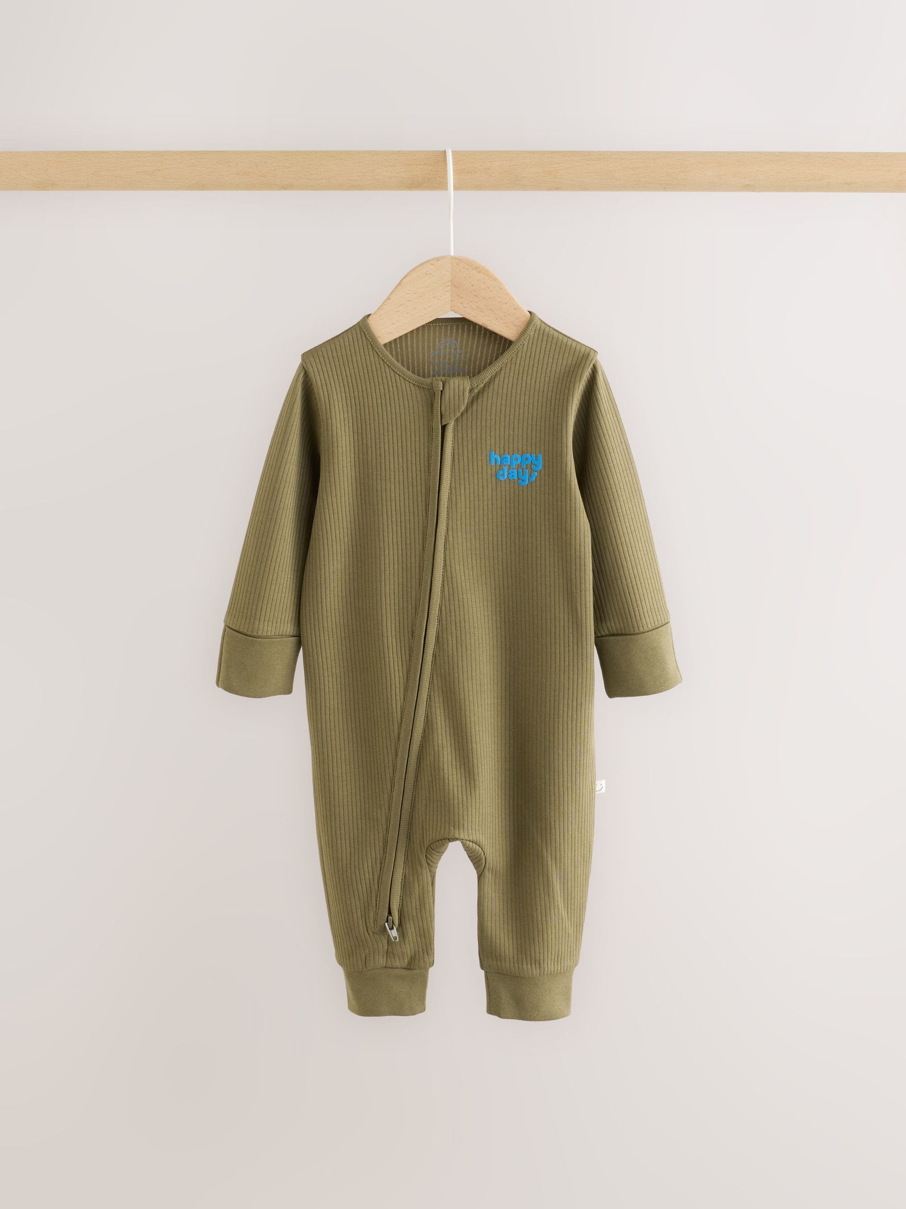 Multi Checkerboard Two Way Zip Baby Sleepsuits 3 Pack (0mths-3yrs) image 3