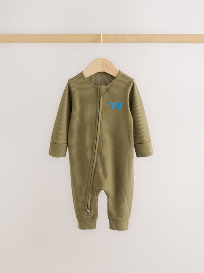 Multi Checkerboard Two Way Zip Baby Sleepsuits 3 Pack (0mths-3yrs) image 3