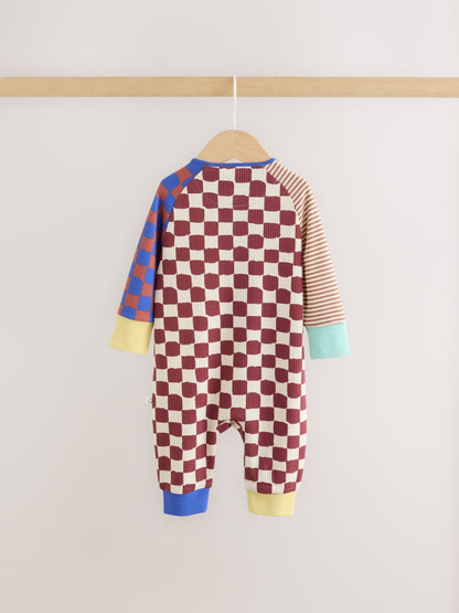 Multi Checkerboard Two Way Zip Baby Sleepsuits 3 Pack (0mths-3yrs) image 5
