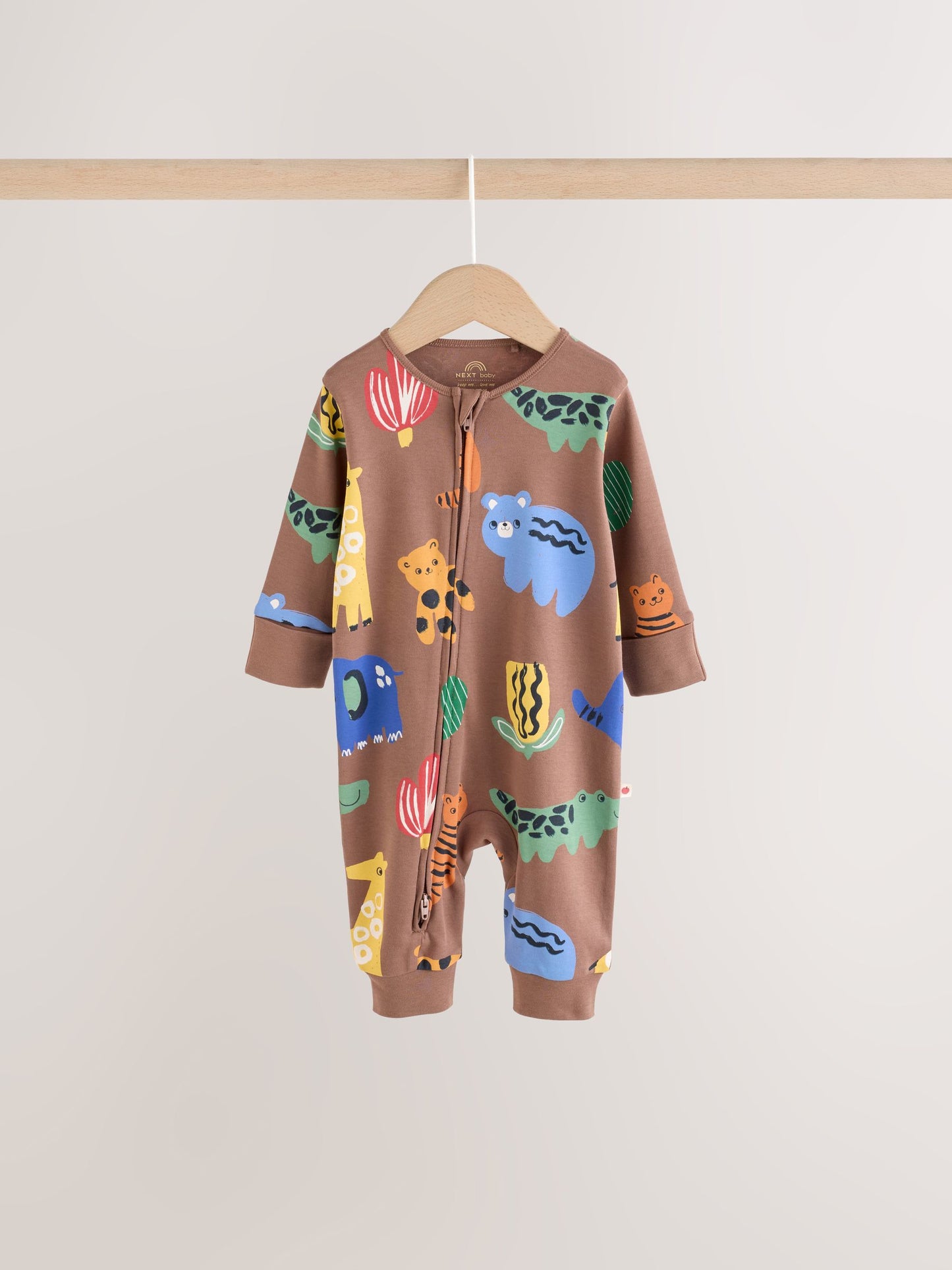 Green/Yellow Safari Two Way Zip Baby Sleepsuits 3 Pack (0mths-3yrs) image 4
