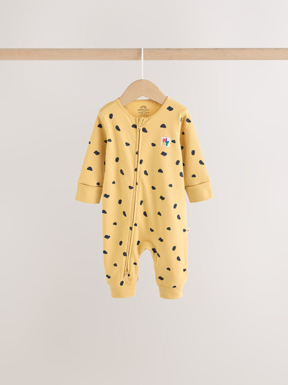 Green/Yellow Safari Two Way Zip Baby Sleepsuits 3 Pack (0mths-3yrs) image 5