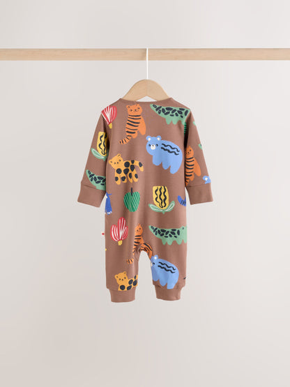 Green/Yellow Safari Two Way Zip Baby Sleepsuits 3 Pack (0mths-3yrs) image 8