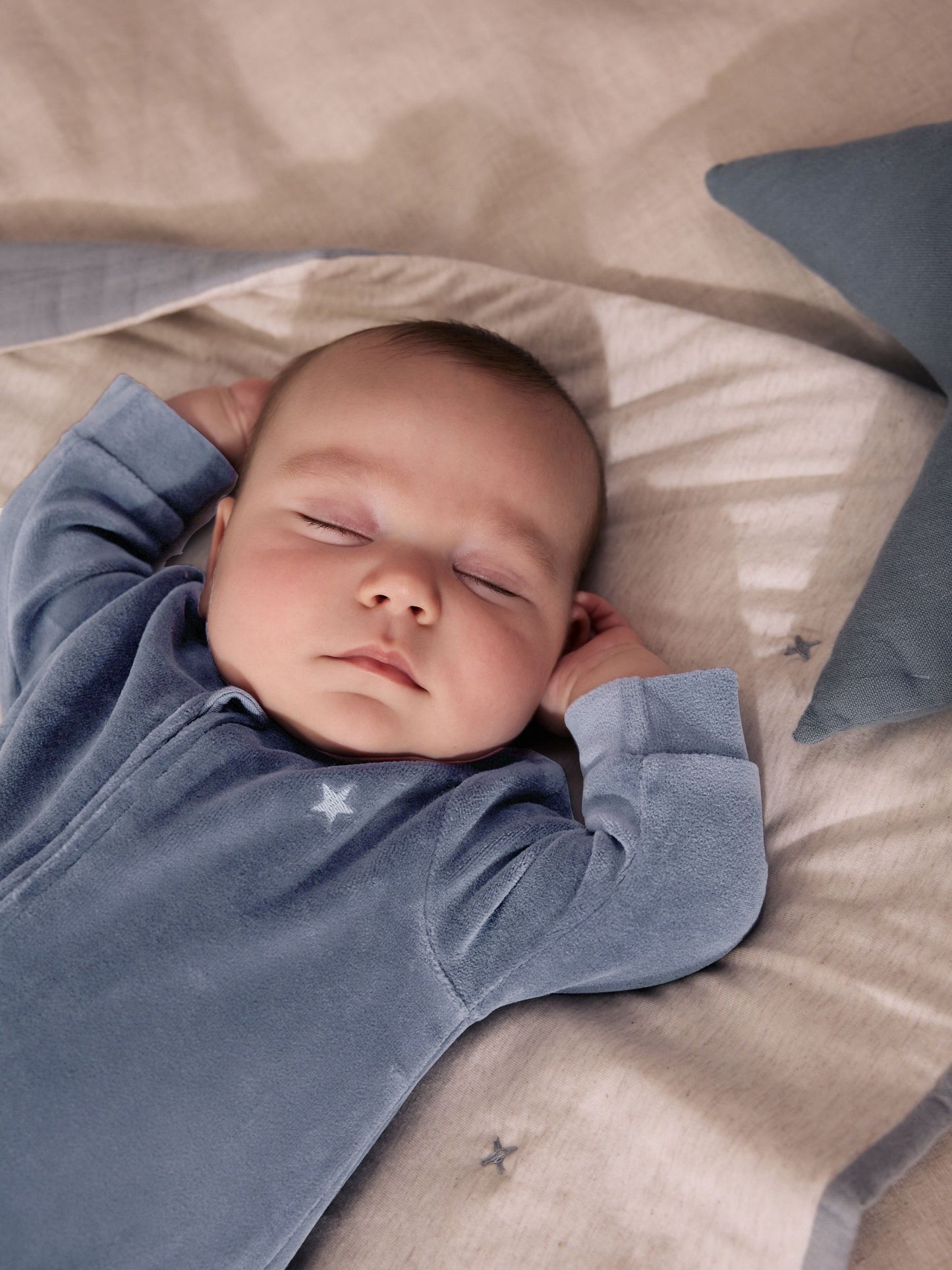 Dsiney Kidz - Blue Velour Two Way Zip Baby Sleepsuits 2 Pack (0mths-2yrs) image 2