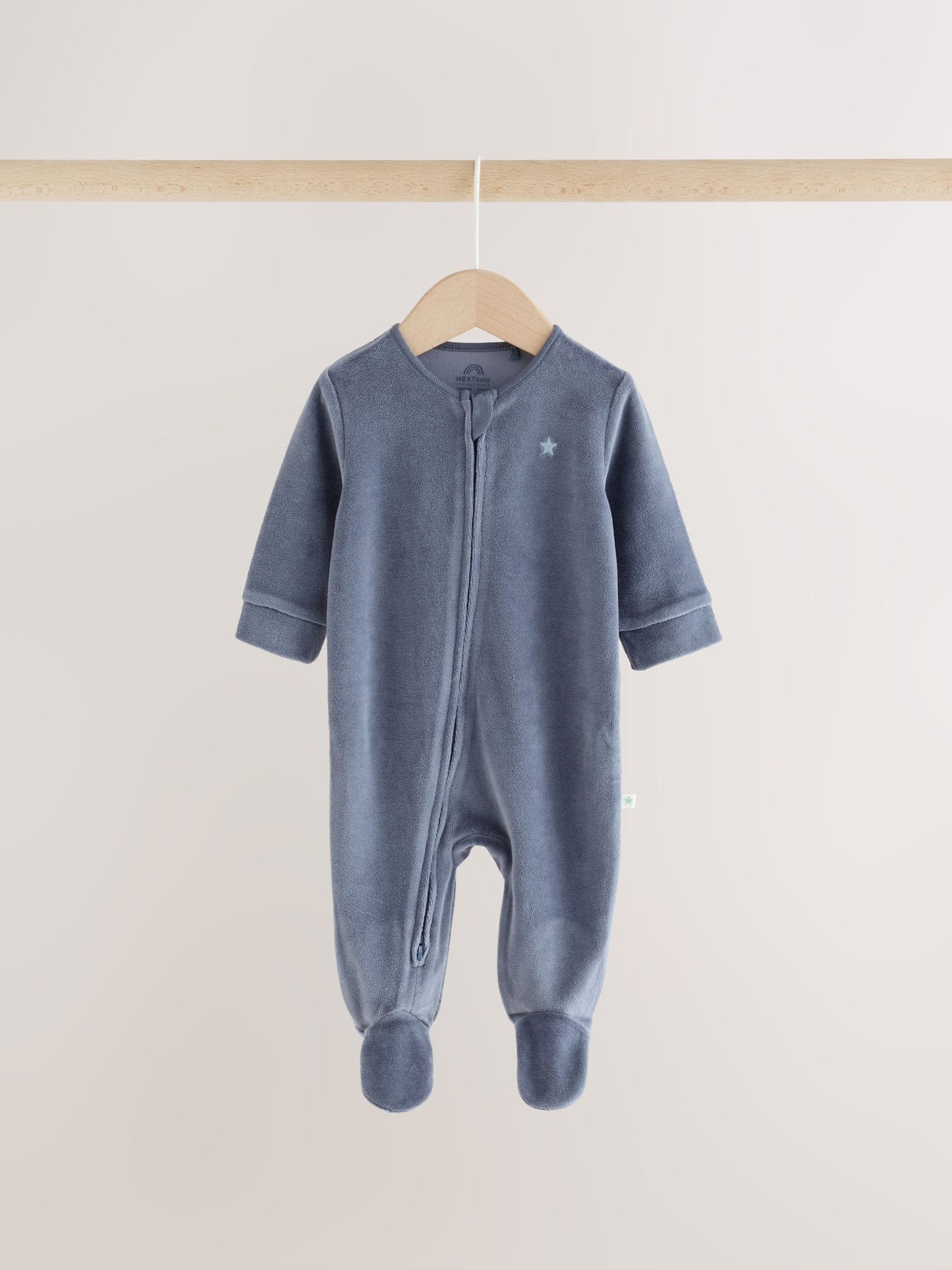 Dsiney Kidz - Blue Velour Two Way Zip Baby Sleepsuits 2 Pack (0mths-2yrs) image 4