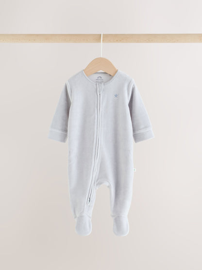 Dsiney Kidz - Blue Velour Two Way Zip Baby Sleepsuits 2 Pack (0mths-2yrs) image 5