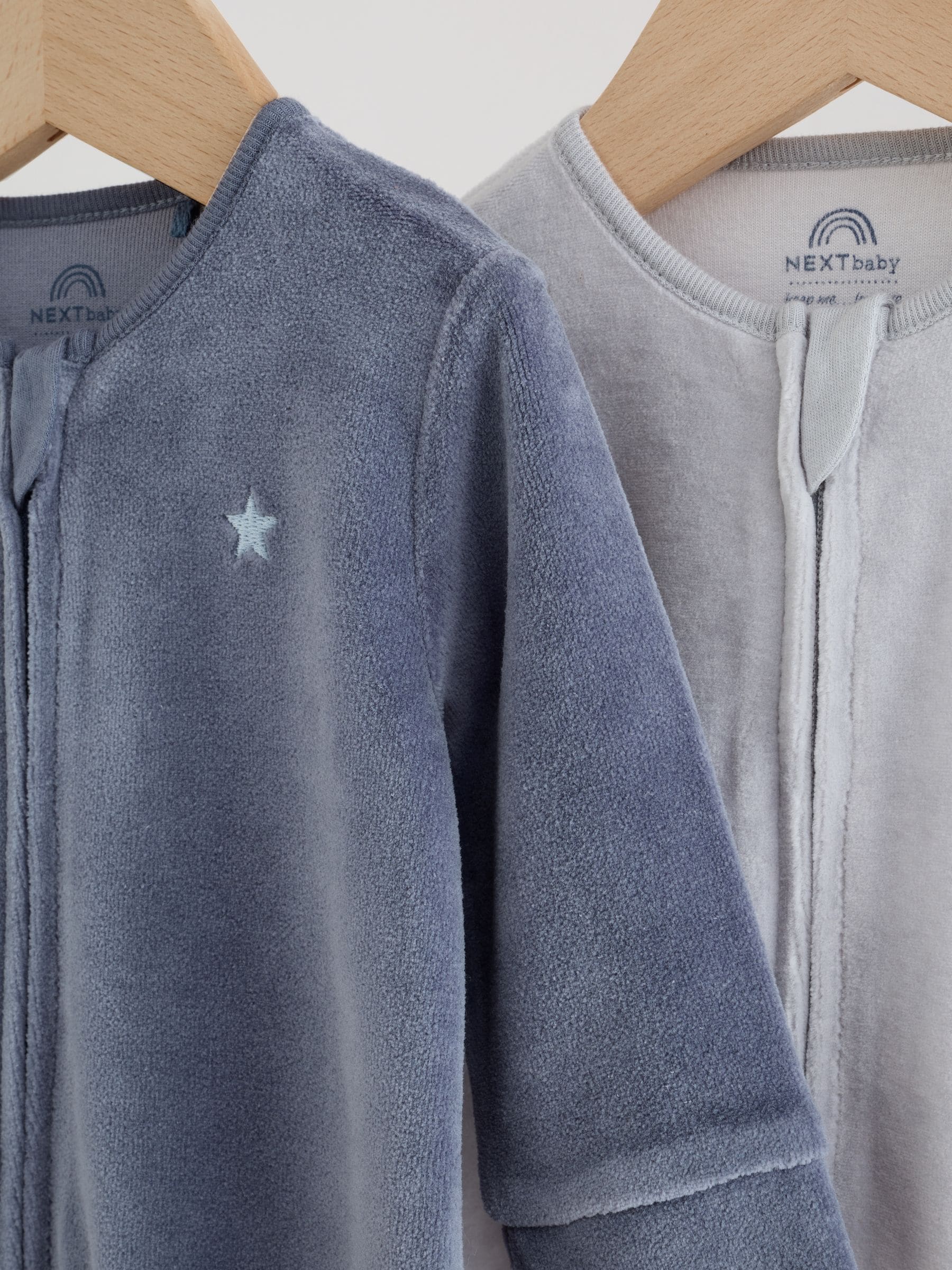 Dsiney Kidz - Blue Velour Two Way Zip Baby Sleepsuits 2 Pack (0mths-2yrs) image 8