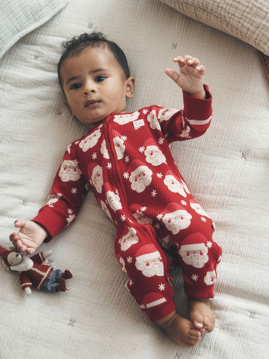 Red Santa Christmas Two Way Zip Sleepsuit (0mths-3yrs) - image 1