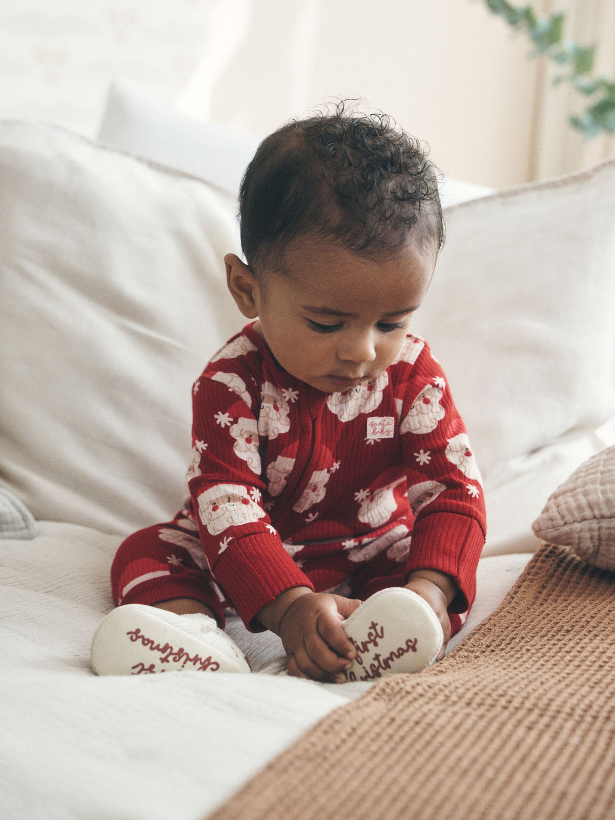 Red Santa Christmas Two Way Zip Sleepsuit (0mths-3yrs) - image 2