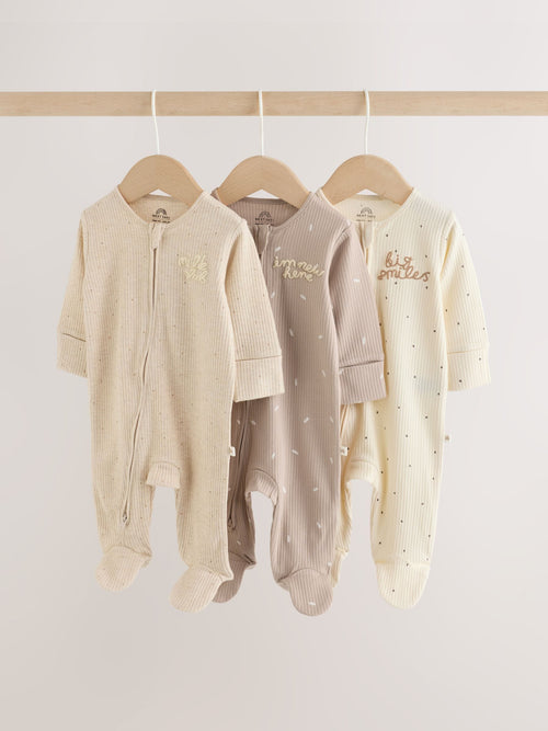 Neutral Milk Club Two Way Zip Baby Sleepsuits 3 Pack (0-2yrs) image 1