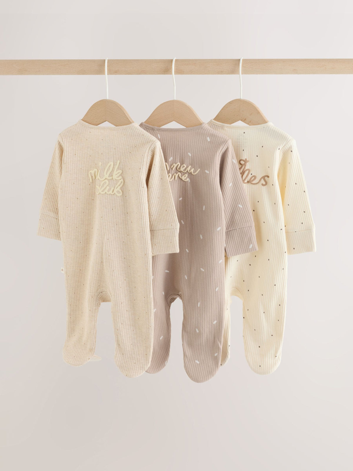 Neutral Milk Club Two Way Zip Baby Sleepsuits 3 Pack (0-2yrs) image 5