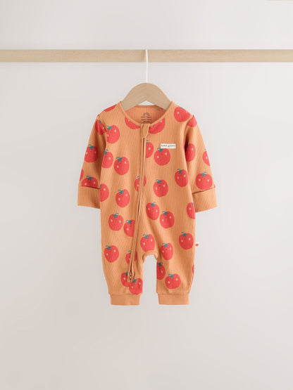 Bright Fruits Two Way Zip Baby Sleepsuits 3 Pack (0-3yrs) image 2