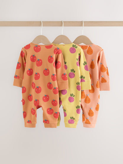 Bright Fruits Two Way Zip Baby Sleepsuits 3 Pack (0-3yrs) image 5