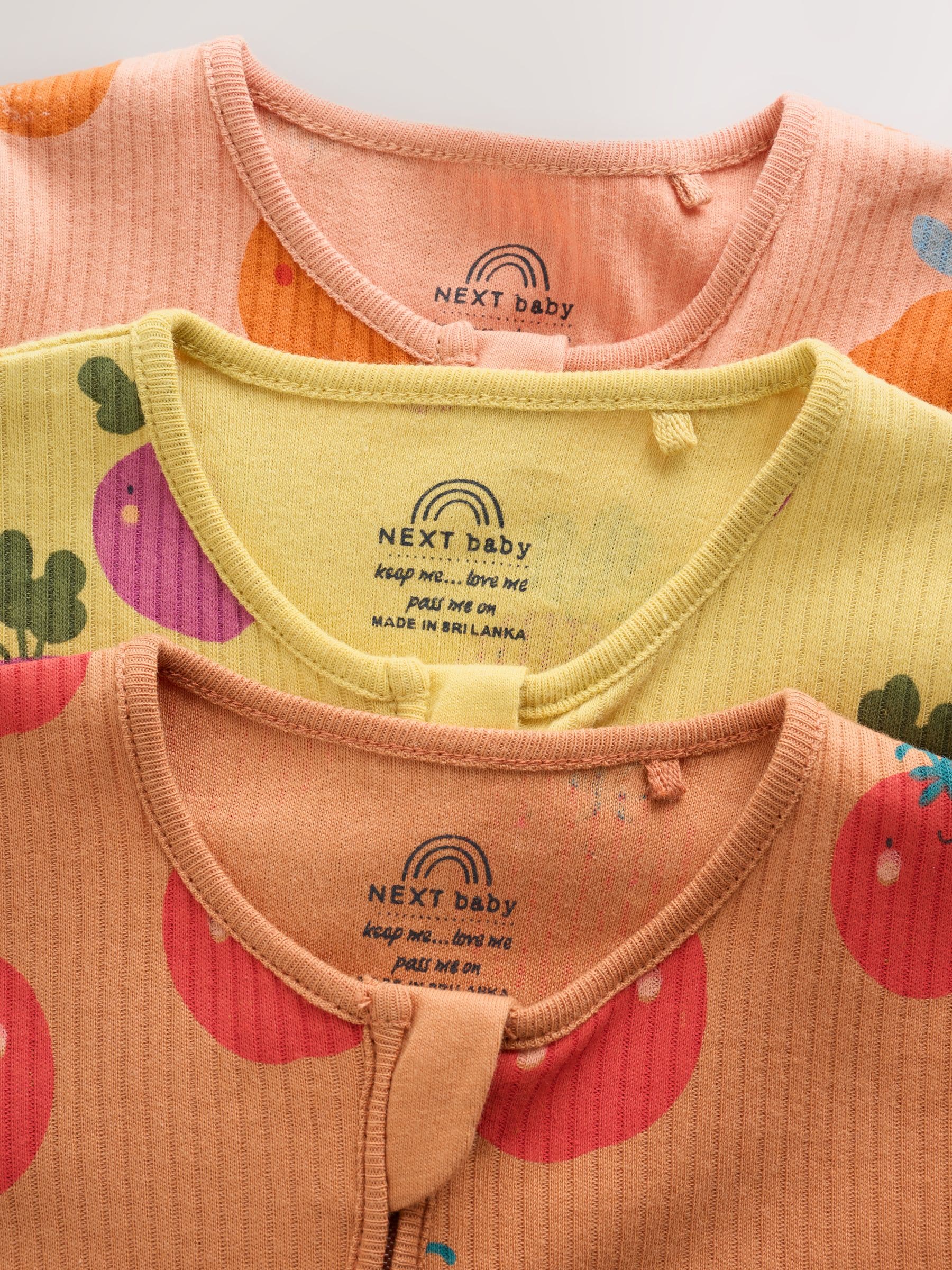 Bright Fruits Two Way Zip Baby Sleepsuits 3 Pack (0-3yrs) image 8