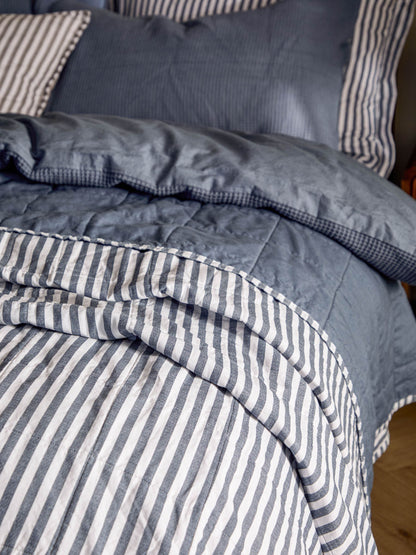 Yard NavyDenim Blue Hebden Stripe Stonewashed Cotton Bedspread image 2
